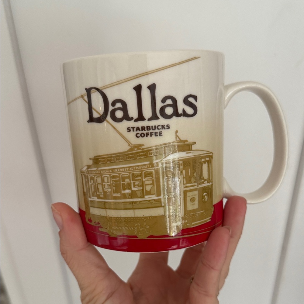 Starbucks Dallas Mug - Cream and Gold with Red Accent